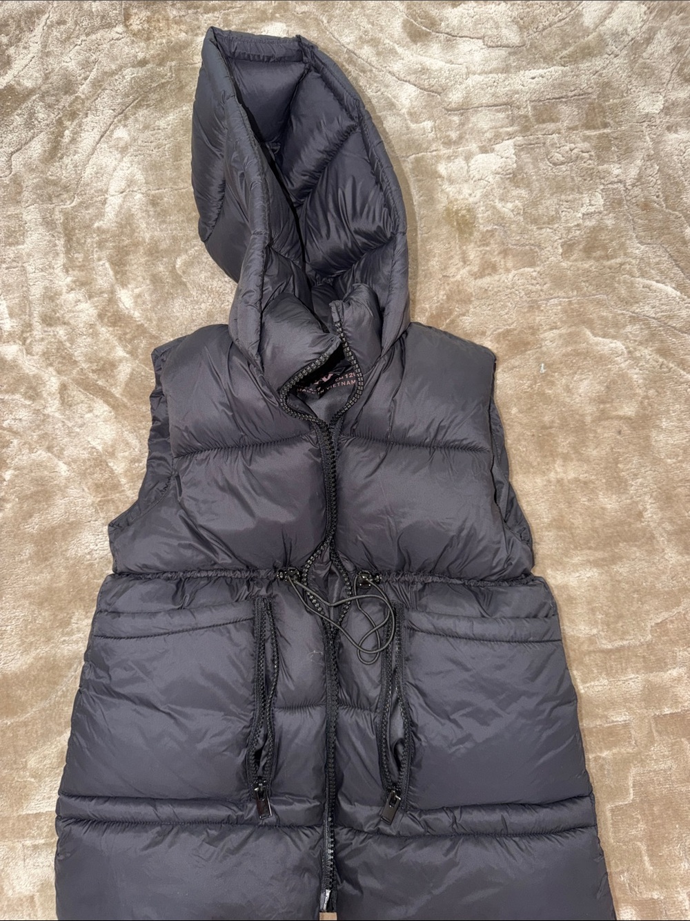 Zara Black Hooded Sleeveless Puffer Vest